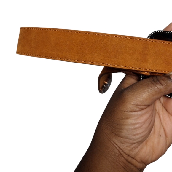 Western Style Rhinestone Buckle Leather Belt - Picture 7 of 8